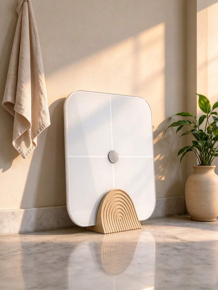 1pc Wavy Striped Body Fat Scale Stand, Body Fat Scale Storage Rack, Desktop Floor Multi-Functional Storage Rack, Space-Saving Gadget, Suitable For Various Body Fat Scales, Electronic Scales, Tablets, Books, Magazines, Bathroom Floors, Bedside, Entryway Cabinets, Home Storage, Bathroom Accessories, Bathroom Storage, Room Decor, Best Choice For Christmas Gift To Friends - Multiple Styles - View 1