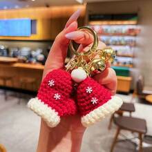 5pcs Handmade Crochet Christmas Decorations And Keychains, DIY Christmas Hat, Suitable For Christmas Theme Pendants, Holiday Gifts, Bags, Car Keys Handmade Decor - Multicolor - View 2