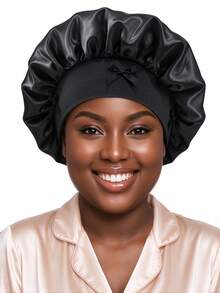 CONFLASS Soft Elastic Wide Band Sleep Cap With Bows,Silky Hair Bonnet For Sleeping Night Cap,Protect Curly Hair,Hair Wrap For Braid Natural Hair,Daily Sleeping - Multicolor - View 8