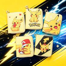 Zipper Wallet, Soft PU Leather Material, Cute Anime Cartoon Style, Multiple Character Print, Yellow Square Shape - Multicolor - View 1