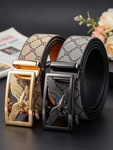 1pc Men's Fashion Casual Belt, High-End Alloy Automatic Buckle, Multi-Functional Adjustable Leather Belt, Suitable For Business, Dating And Daily Wear - Multicolor - View 2