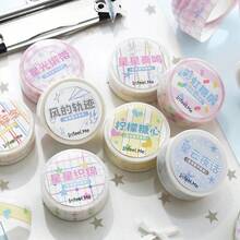 1pc Glitter Basic Salt-Style Planner Washi Tape, Salt-Stained Galaxy Paper Airplane & Bow Collage Material For Girls - Round - View 4