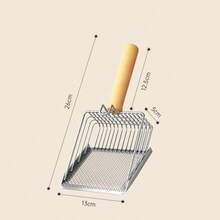 1pc Cat Litter Scoop 2-In-1 Metal Stainless Steel Fine Hole Cat Poop Scooper For Clumping Sand, Tofu Litter, Large Net Scoop - View 6