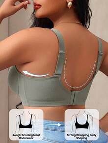 2pcs Plus Size Seamless Wireless High Support Bra, Wide Adjustable Straps, Padded Full Coverage Non-Wired, Suitable For Voluptuous Body Daily Comfortable Lingerie - Multicolor - View 2