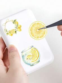 53Pcs Aesthetic Watercolor Lemon PET Stickers, Waterproof Summer Citrus Fruit Decals, Journaling Scrapbook Sticker Set For Water Bottles Laptops Phone Cases Teens Girls - Lemon - View 9