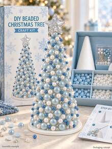 1pc DIY Beaded Christmas Tree Craft Kit-A Whimsical, Miniature Tabletop Christmas Tree Featuring Colorful Beads And A Star Topper. Perfect For Holiday Crafting, Christmas Table Centerpieces, Handmade Gifts, Home Decor, And Family Craft Nights. - Multiple Styles - View 14