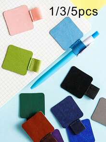 1/3/5PCS Creative Self-Adhesive Notebook Pen Holder, Elastic Band PU Leather Pen Holder | Multi-Function Pen Slot, Compatible With IPad And Tablet, Minimalist Fashionable Stationery Accessory, Back To School Essential, Stationery Supplies, Pencil Case, Pen Bag Backpack - Multicolor - View 1