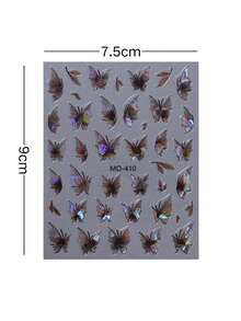 1pc Autumn New Black Holographic Butterfly Face Sticker, Colorful Butterfly Wings Embellished Black Butterfly, Dark Mysterious Atmosphere, Suitable For Creating Dark Gothic Y2K Punk Decorative Makeup - Multicolor - View 2