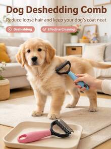 Double-Sided Pet Deshedding Brush For Removing Loose Fur And Tangled Hair, Pet Grooming Detangling Comb, Double-Sided Design Suitable For Dogs, Cats, Golden Retrievers, Poodles, Shedding Brush And Grooming Tools - View 3