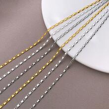 1pc Brass Box Link Blank Necklace Chain Thin Rectangular Box Chain Gold Silver Tone DIY Jewelry Making Necklace Chain Base Craft Accessories - Multicolor - View 5