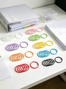 50pcs Dopamine Colorful Metal Loose-Leaf Rings, Learning Word Flashcards, Information Cards And Label Cards Organizer Rings, DIY Photo Binding Rings, Multi-Functional Stationery Office Supplies, Suitable For Students, Teachers And Office Use - 50pcs - View 3