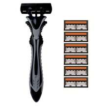 Men's Manual Razor Set, 3 Triple Blade Stainless Steel Razor Heads, Non-Slip Handle, Replaceable Refill Blades, Smooth Shaving Tool For Men Facial Grooming - Multicolor - View 13