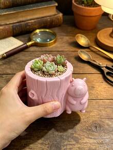 3D Printed Capybara Tree Stump Succulent Planter, Realistic Bark Texture With Cute Capybara Design. Suitable For Planting Small Succulents And Greenery, Perfect For Windowsill And Desktop, Healing And Adorable, Creating A Fresh Greenery Corner. - Multicolor - View 9