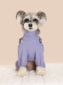New Pure Purple Windproof Thickened Four-Legged Pet Coat, Chest Back Design, Suitable For Leash, Warm And Cold-Proof, Suitable For Outdoor Activities - Purple - View 3