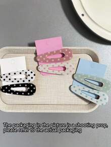 2 kẹp tóc BB rỗng họa tiết chấm bi phong cách vintage ngọt ngào, phụ kiện tóc đa năng cho đi làm hàng ngày, du lịch, hẹn hò và mặc thường ngày - Nhiều màu - Xem 5
