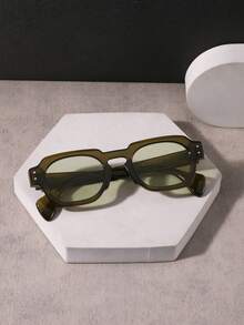1 PC Men Square Fashion Glasses Solid Color PC Material Frame Lightweight Snug Fit Casual Simple Style For Commuting Vacation Outing With Glasses Box - Multicolor - View 12