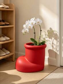 1pc Cute Boot Shaped Succulent Planter, Unique Twisted Design With Drainage Hole, Mini Indoor/Outdoor Plant Container, Suitable For Cactus, Herbs, Modern Decorative Bonsai Vase, Home Kitchen Windowsill Desktop Garden Decor - A - View 7