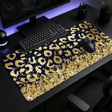 1pc Black And Gold Leopard Print Gaming Mouse Pad, Abstract Metallic Animal Spot Pattern Extended Desk Mat For Home Office And Gaming, Sizes S/M/L/XL - View 4