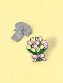 Popjeli 6pcs Enamel Pins Women's Backpack Accessories Birthday Gift Plant Pattern Tulip Peony Strawberry Country Style Multicolor - Multicolor - View 6