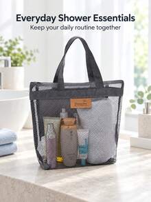 Portable Mesh Shower Caddy For College Dorms And Shared Bathrooms, See-Through Mesh Toiletry Bag For Gym Showers And Swimming Pool Visits, Versatile Mesh Bathroom Organizer For Shampoo And Skincare Storage During Travel And Weekend Getaways - Multicolor - View 4