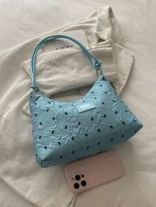 Túi tote dệt thời trang mới phong cách vintage đeo vai - Màu xanh lam - Xem 3