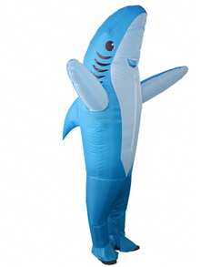 Inflatable Shark Role-Playing Costume, Funny Party Dress-Up Prop,No Blower Fun Clothing, Man-Eating Shark Costume For Party Role-Playing - Multicolor - View 12