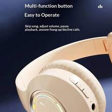 Tai nghe không dây chụp tai mới, có thể thu gọn và gấp lại, âm bass sâu Hi-Fi, thời lượng pin siêu dài, quà tặng giá rẻ, tương thích với điện thoại chơi game phổ biến, chống mồ hôi, tích hợp mic, độ trễ thấp - Xem 5