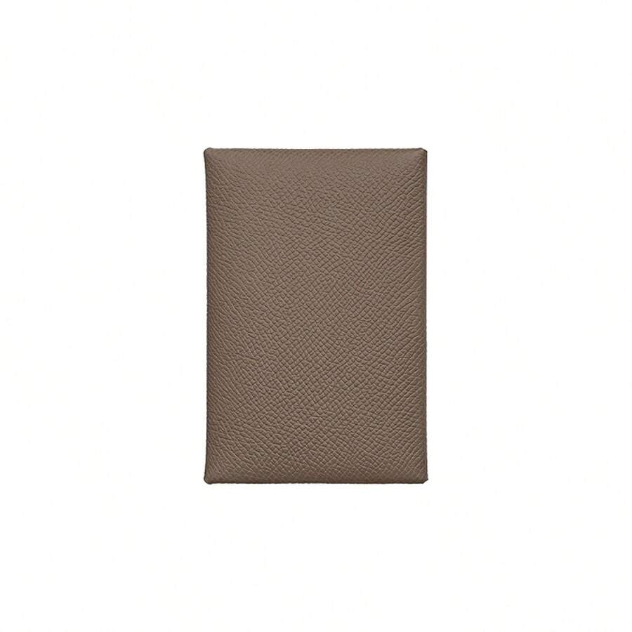 Hermès HERMES Calvi Duo Cartera de piel de becerro Epsom con cierre plateado, unisex, para parejas, color gris elefante - Gris - Ver 1