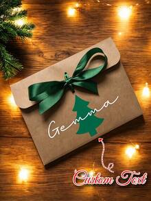 Personalized Name Merry Christmas Kraft Paper Envelopes | Customized Christmas Cash Wallet With Ribbon, Christmas Money Pouch, Suitable For Cash, Gift Cards, Vouchers And Photos - Multicolor - View 5