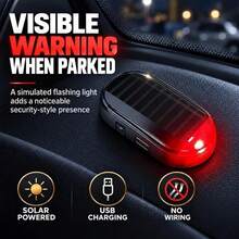 Solar Powered Car Alarm Warning Light, LED Flashing Simulated Alarm Light With Automatic Light Sensor, No Wiring Required, Car/Truck/SUV Decorative Indicator Light - A - View 7