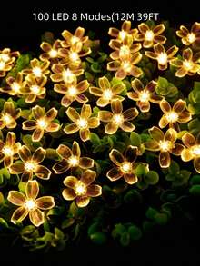 20/50/100pcs LED Solar Flower String Lights - Outdoor Garden Fence Christmas Tree Decorative Lights, Create Dreamy Atmosphere, Waterproof & Sun-Resistant, Easy Installation, Suitable For Wedding, Party, Home, Lawn, Holiday Decoration - A - View 8