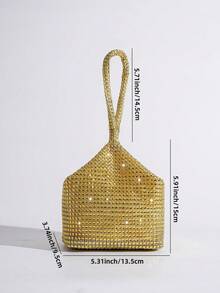 Gold Mini Mine-Shaped Evening Bag, Asymmetrical Clutch, Accessory For Party, Wedding, Gala, Evening Dress, Elegant Small Handbag - Gold - View 9