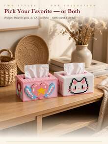 2331pcs Nano Brick Tissue Box, Micro Building Blocks Diy Assembly Tissue Holder, Cute Cartoon Pattern Handmade Tissue Box Cover, Desktop Aesthetic Room Decor, Tabletop Storage Ornament, Birthday & Holiday Gift For Home Bedroom Office Decoration - Multicolor - View 7