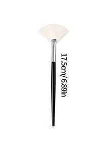 2Pcs Fan Highlight Makeup Brush,Fan Shape Design For Highlighting, Blush,Portable Cosmetic Tool For Daily Makeup - Black - View 7