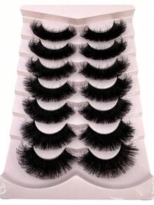 Brand New Natural Voluminous Fluffy False Eyelashes, Create Charming Messy Mink Lash Effect, Extra Long Reusable, 8D Dense Long-Lasting, Create Fox Eye Lifting Effect, Full Lash Can Effectively Extend And Thicken Outer Corner, Perfect Makeup Gift For Women And Girls - Black - View 3