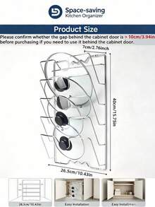 Heavy Duty Wall-Mounted Kitchen Storage Rack 5-Tier U-Shaped Hanging Pot Lid Organizer Minimalist Pot Lid Rack Pot Rack Pot Lid Rack Suitable For Women Mothers Rust-Proof Pot Lid Rack Kitchen Essentials Kitchen Storage Kitchen Decor Kitchen Gadgets - Multicolor - View 3