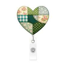 1pc Colorful Patchwork Print Retractable Badge Reel, Acrylic ID Card Holder Retractable Clip, Suitable For Nurses, Doctors, Teachers, Volunteers, Office Workers, Christmas, Valentine's Day - A - View 3