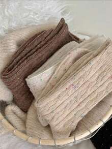 1/3 Pairs Women's Thick Warm Wool Retro Style Mid-Calf Socks, Autumn/Winter - Multicolor - View 5