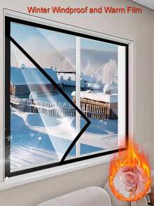 1pc Window Heat Insulation Film, Winter Indoor Windproof & Warm Window Film, Transparent Film, Screen Curtain - Winter Windproof Film - View 11