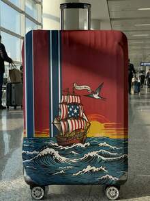 1pc Sunset, Coconut Trees Print Luggage Cover, Fits 18-32 Inch Suitcases. Stretchable, Scratch-Proof & Dustproof, Stylish Decoration For Luggage. - Multicolor - View 19