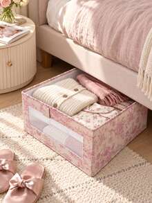 1pc Multifunctional Foldable Fabric Storage Boxes For Bedroom, Floral Storage Organizer With Clear Window For Toy Storage, Clothes, Pants And Closet Organization,Storage Bins,Storage Containers,Christmas,Closet Organizer And Storage - Multicolor - View 11