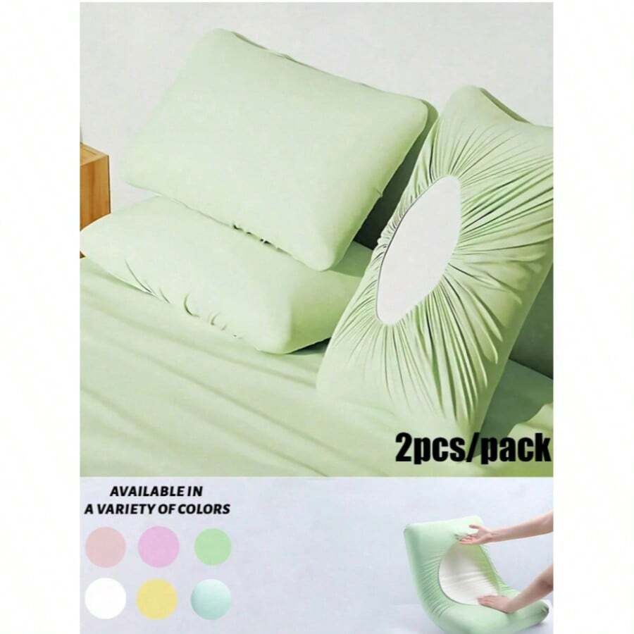 2 Sets Cool Breathable Full Pillowcase Set, Non-Slip Independent Pillowcase, Solid Color Easy To Put On, Soft And Skin-Friendly, Suitable For Hotel Use