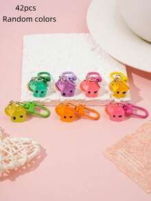 Cute Fluorescent Cow Keychain, Multicolor Resin Cow Bag Charm, Snap Hook Backpack Pendant Ornament, Sweet Small Gift For Girls Teens - Multi-color - View 11