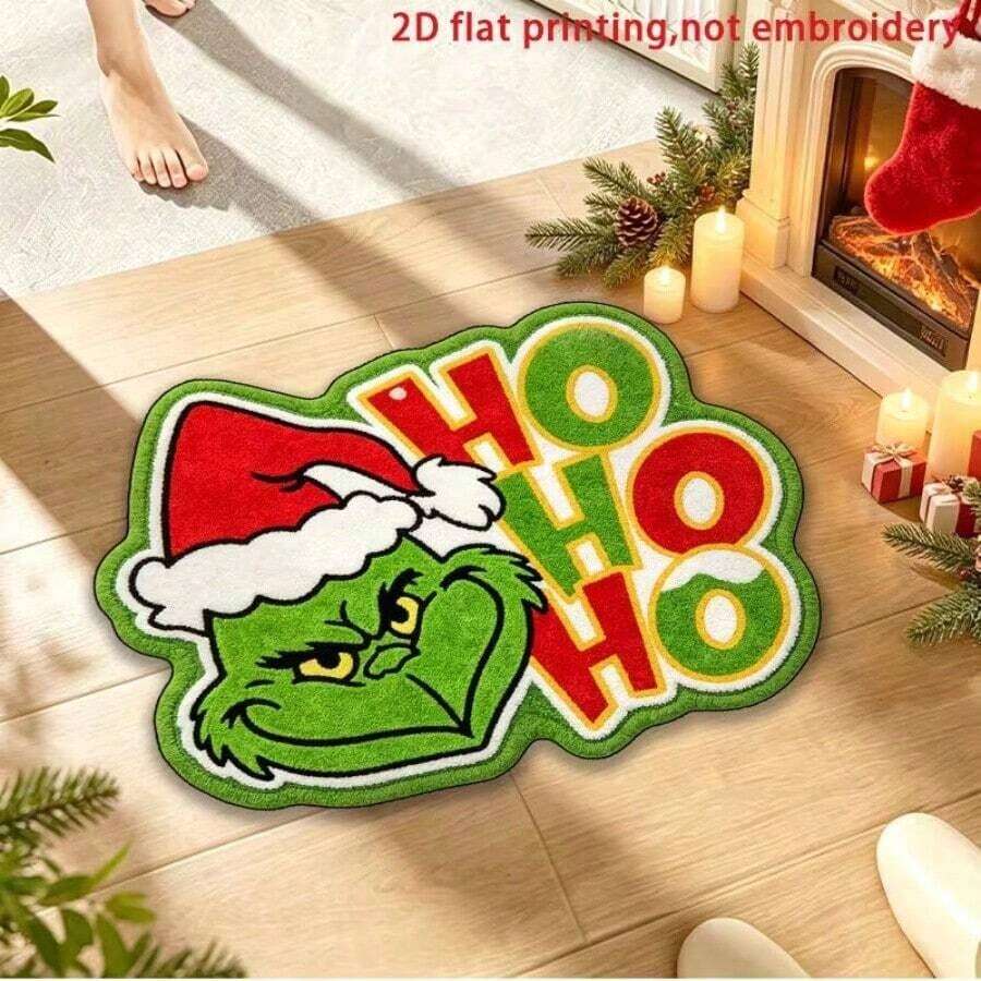The Grinch 1件裝聖誕門墊 客廳地板墊 聖誕裝飾 流行綠色怪物卡通印花 適用於客廳、玄關、門口 聖誕居家裝飾 營造節慶氛圍 實用節日居家裝飾墊 - 50*80公分 - 查看 1