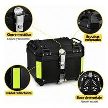 45L Motorcycle Top Case Trunk With Backrest And Universal Base | Waterproof | Helmet Compatible, 34*42*36cm - A - View 5