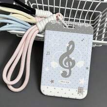 Music Note Print Badge Holder With Braided Wrist Strap, Polka Dot Pattern Card Protector For Work ID, Student Card, Portable Card Case - A - View 6