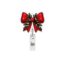 1pc Christmas Bell Bow Easy-Pull Glitter Acrylic Retractable Badge Reel Snowflake Badge Holder - Multicolor - View 12