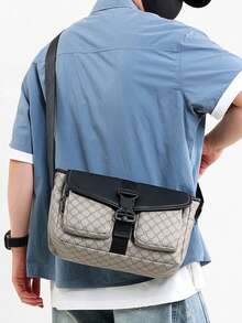 Tas Selempang Minimalis Kapasitas Besar Pria, Tas Bahu dengan Penutup Atas dan Tali Bahu yang Dapat Diatur, Gaya Fungsional, Estetika Premium Korea, Untuk Sepeda Motor, Perjalanan Harian, Bepergian, dan Akhir Pekan - MultiWarna - View 9