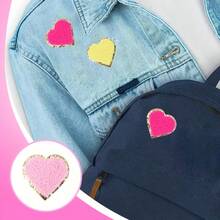 1Pc/3/5/8/10/12Pcs Star & Heart Shaped Glitter Velvet Applique Patches With Gold Edge, Multicolor Iron-On/Sew-On Velvet DIY Embroidery Patches For Women, Random Style, Random Color - Multicolor - View 6