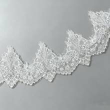 Mantilla Style Lace Bridal Veil, French Lace Trim Long Fingertip Length, With Invisible Hair Comb Wedding Photography Prop - Off-white - View 11
